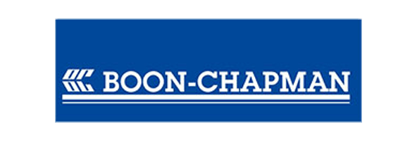 Boon chapman logo on a green background.