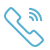Blue icon of a phone handset with sound waves indicating a call or communication.